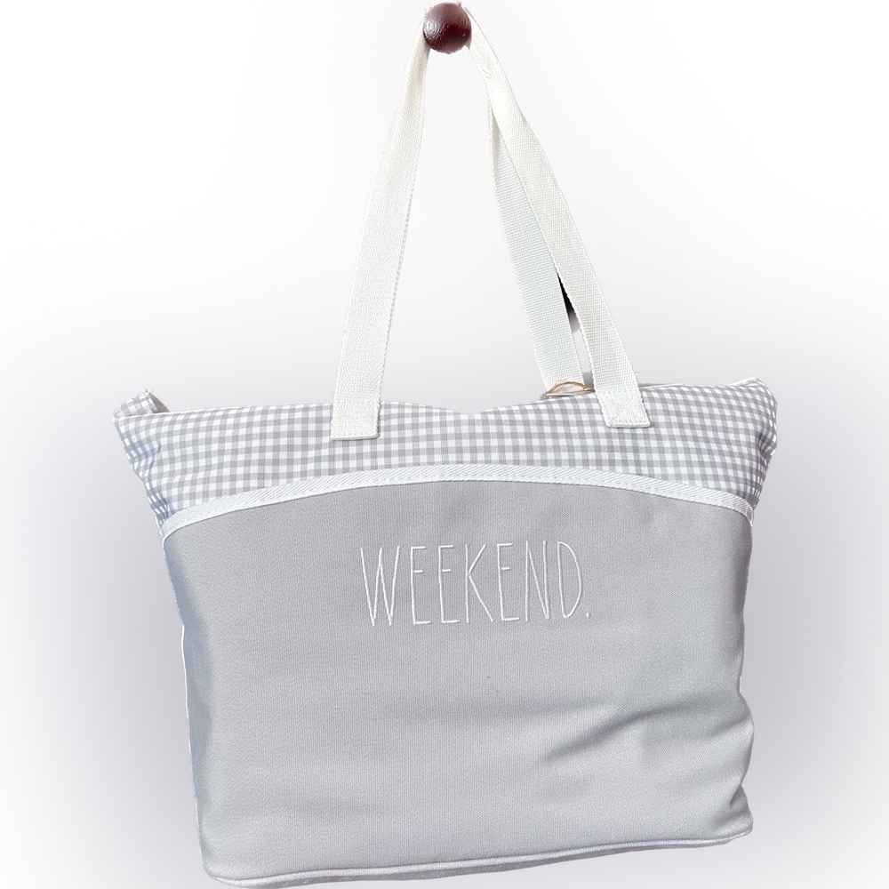 RAE DUNN WEEKEND LARGE INSULATED CHECKERED TOTE